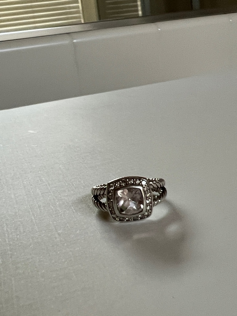 David Yurman Sterling Silver Ring with Pale Pink morganite petite albion - Picture 7 of 12